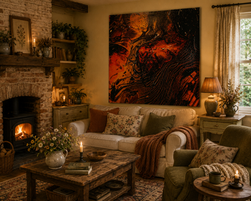 Abstract Acrylic Fluid Art Painting | Dark Earth Tone Wall Art | Modern Contemporary Decor