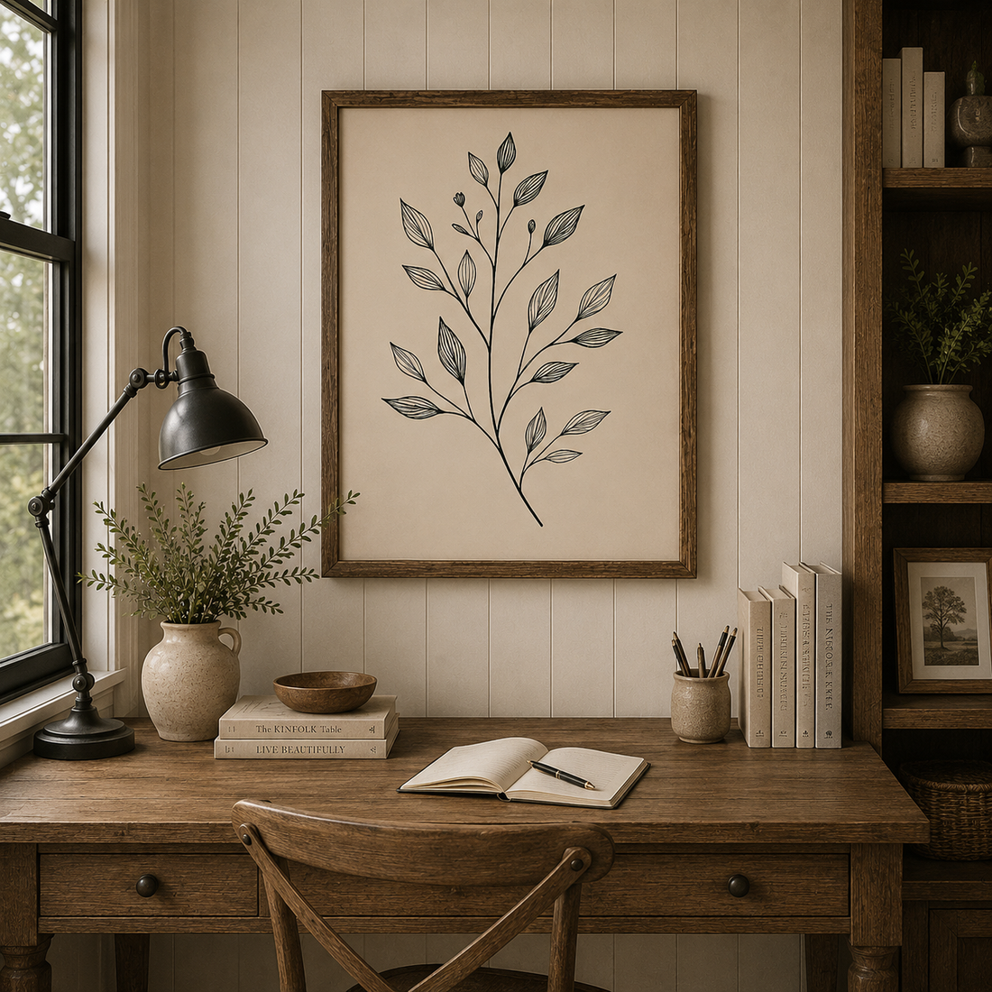 Cozy farmhouse-inspired with botanical art digital print