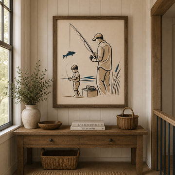 Wild Wisdom Fishing Scene Printable – Father Son Lake Art | Cabin Lodge Decor | Instant Download