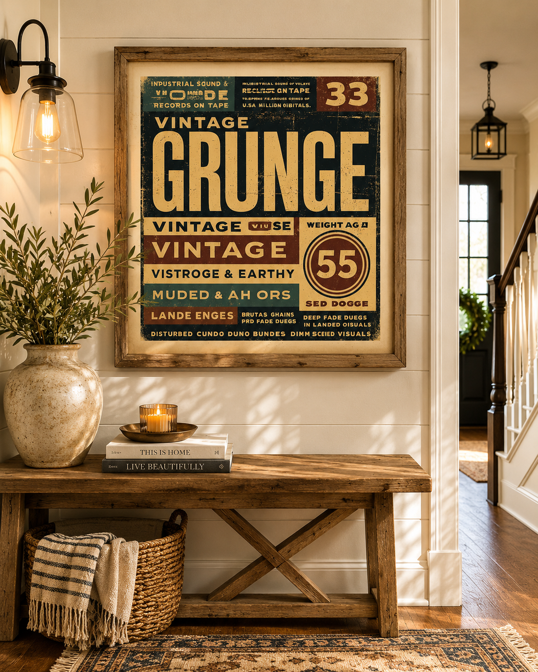 Vintage Grunge Typography Wall Art | Industrial Retro Poster | Distressed Record Store Style | Man Cave Printable | Digital Download