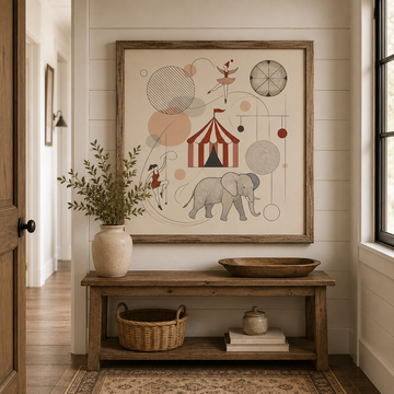 Whimsical Circus Art Print, Elephant, Tent, Nursery Decor (Digital Download)