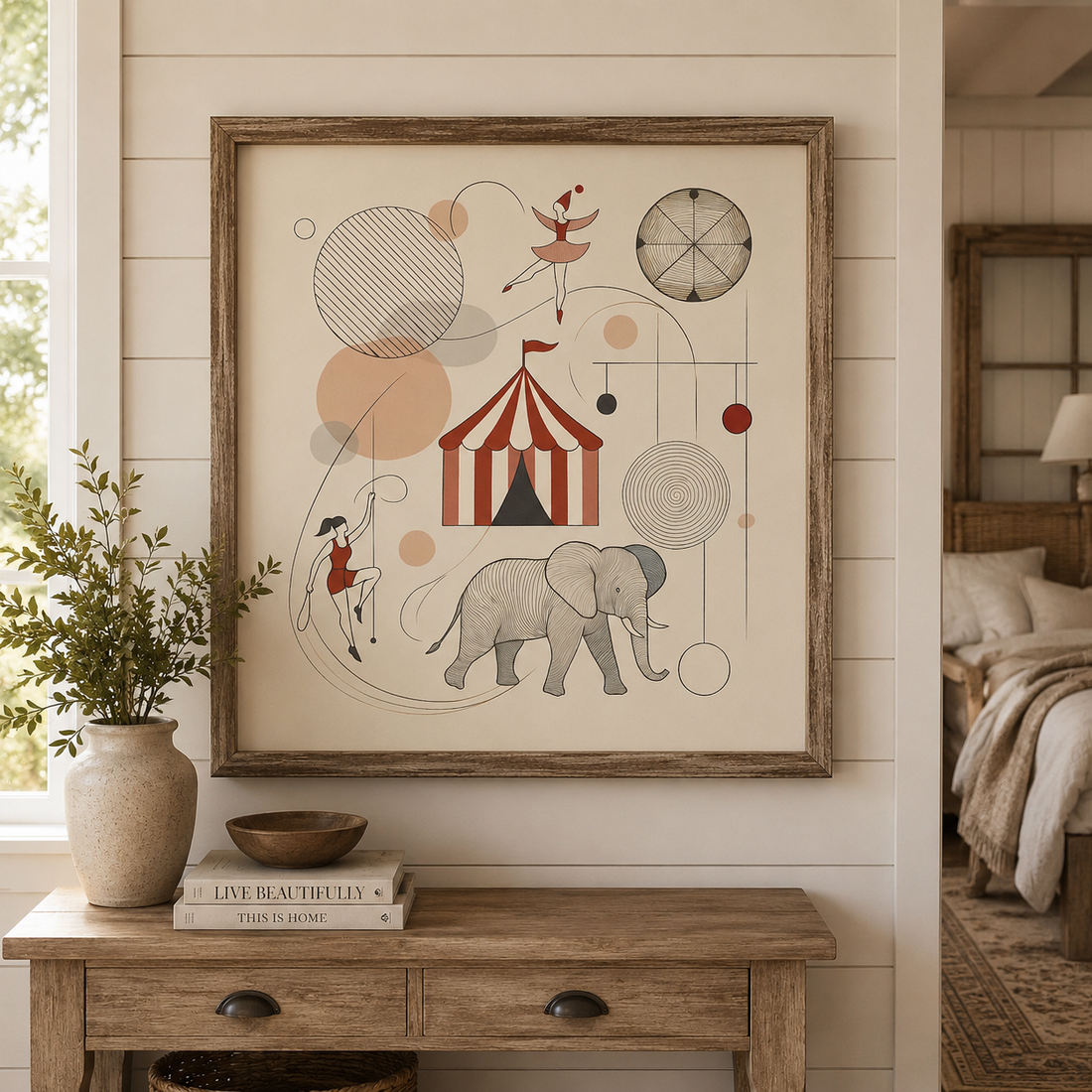 Whimsical Circus Art Print, Elephant, Tent, Nursery Decor (Digital Download)