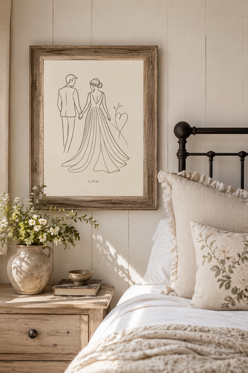 Minimalist Couple Line Art Printable | Bride and Groom Wall Art | Romantic Wedding Decor | Neutral Love Illustration | Digital Download