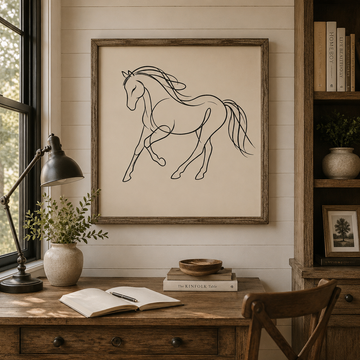 Minimalist Horse Wall Art Printable | Equestrian Line Art | Farmhouse Horse Decor | Digital Download