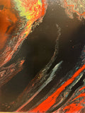 black orange and yellow eclipse painting 