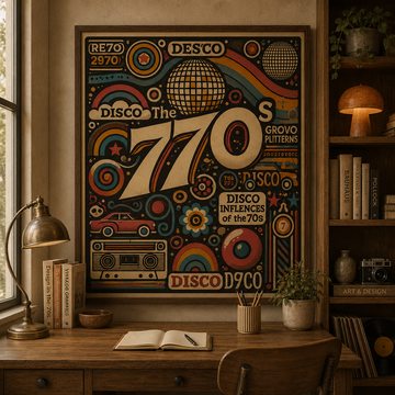 Retro 70s disco vibes Digital art poster