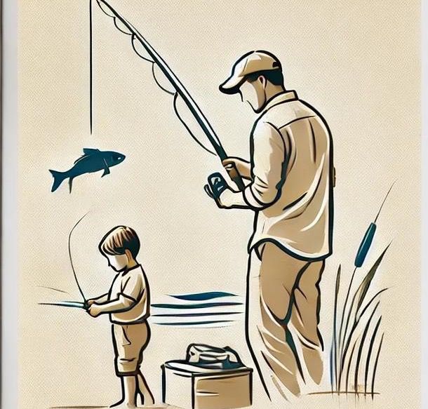 Wild Wisdom Fishing Scene Printable – Father Son Lake Art | Cabin Lodge Decor | Instant Download