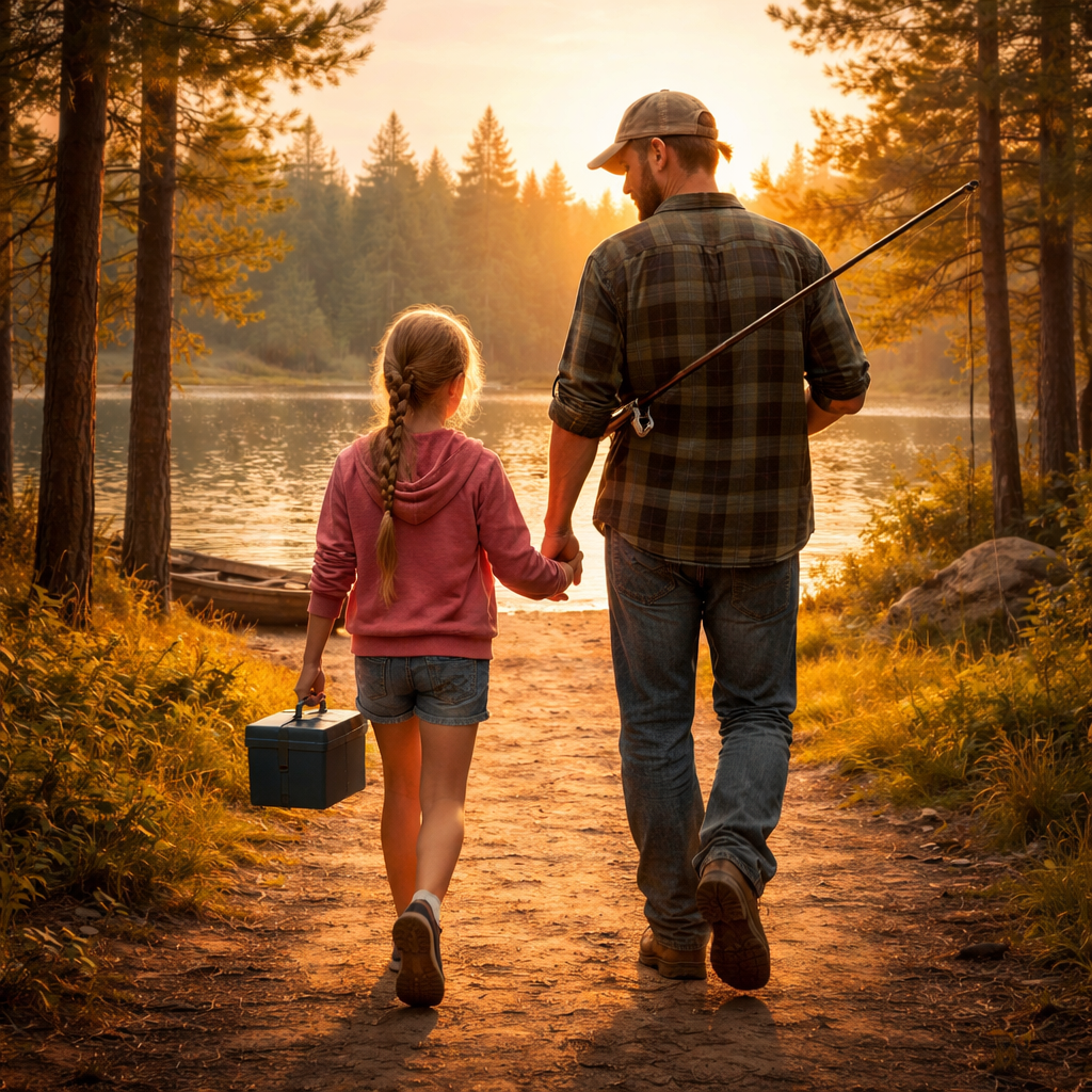 Next Generation Outdoor Memories Bundle – Personalized Portrait from Photo + Father & Child Adventure Art