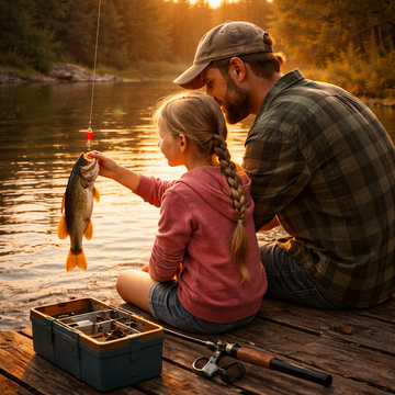 Next Generation Outdoor Memories Bundle – Personalized Portrait from Photo + Father & Child Adventure Art
