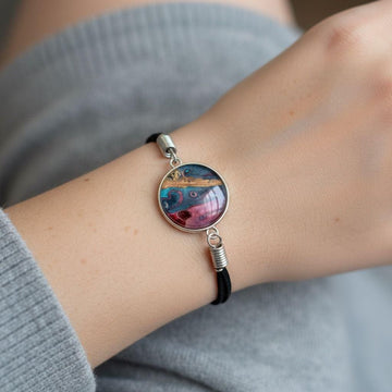 Handmade Boho Galaxy Wrap Bracelet, Cosmic Art Fabric Cord, Eco-Friendly