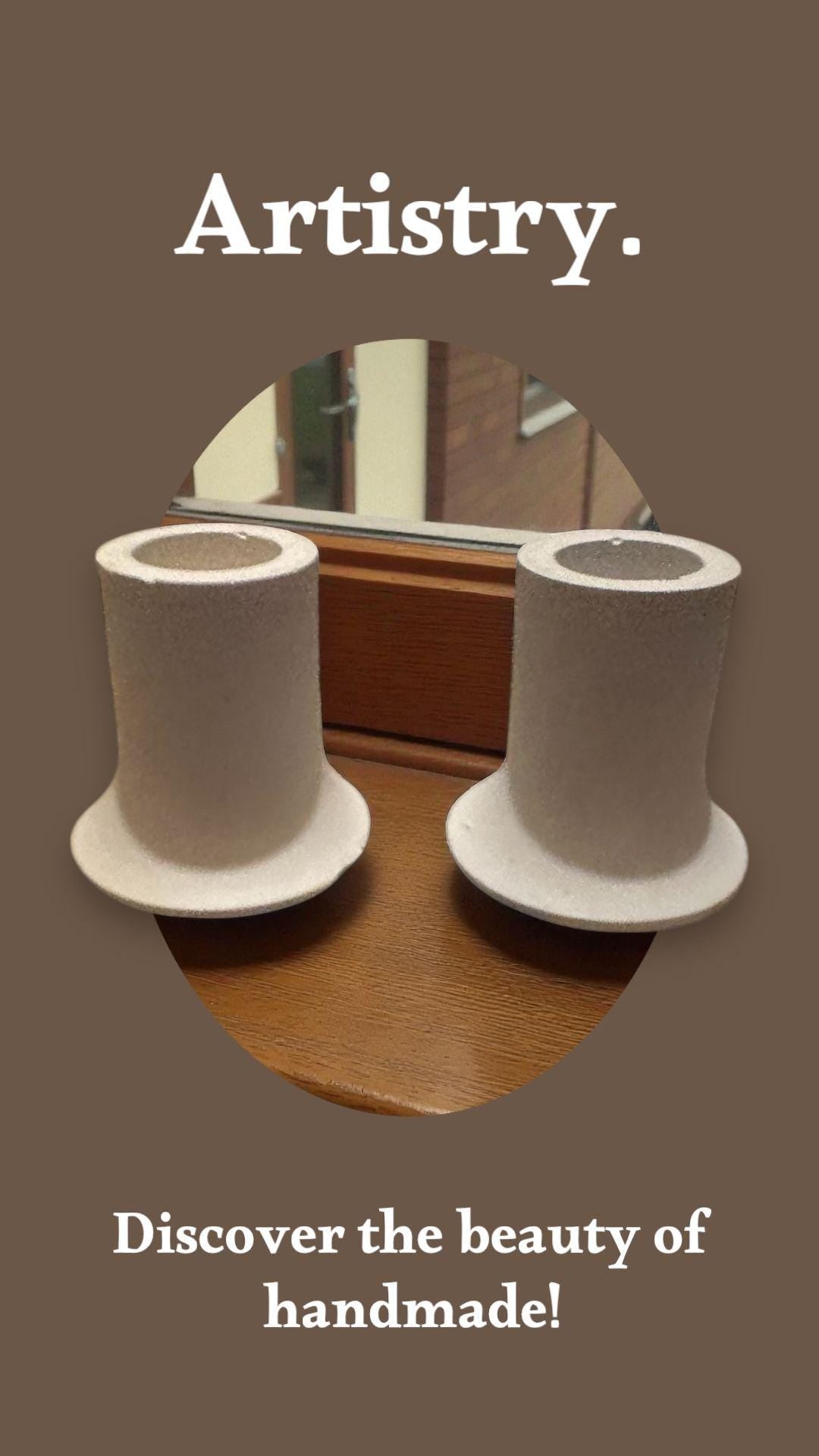 Handmade Sealed Concrete Taper Candle Holders, Minimalist Decor, Set of 2