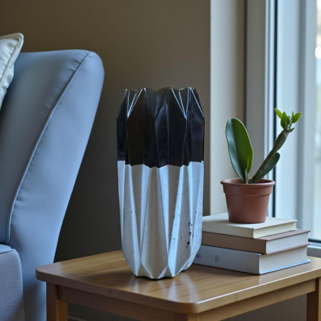 Sculptural Black Resin & Concrete Candle Holder  Modern Minimalist Candlestick, Industrial Decor Accent