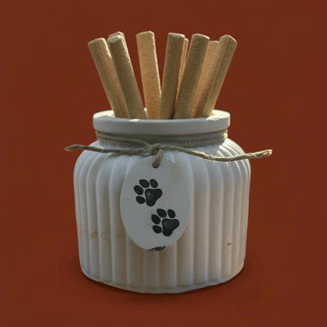 Handmade Puppy Treat Jar  Farmhouse Dog Treat Container  Paw Print Jar  Pet Gift for New Puppy Owners