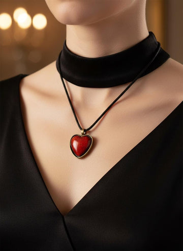 Red Heart Pendant Necklace | Handmade Love Jewelry