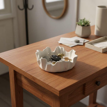 Handmade Food Safe Concrete Bowl, Wavy Edge Serving Dish