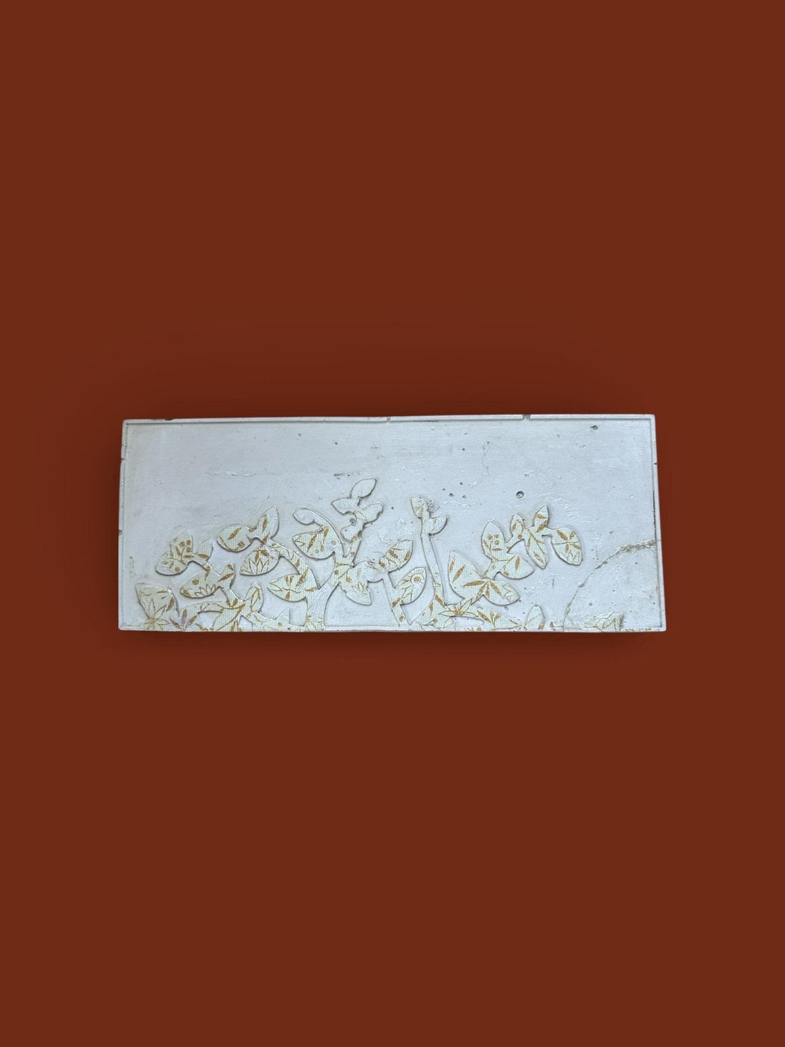 Botanical Cement Wall Decor  Handmade Floral Transfer Art for Farmhouse Home