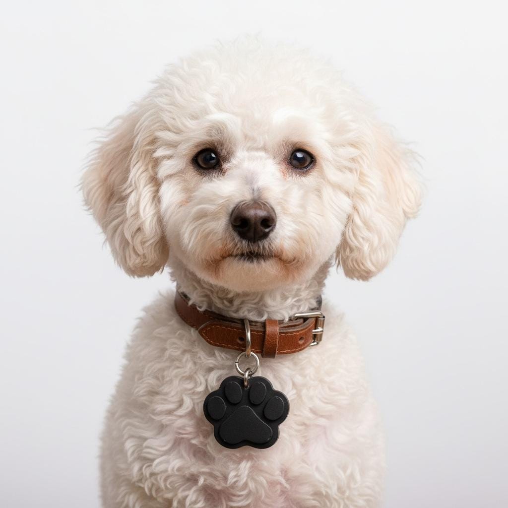 Modern Concrete Dog Paw Tag  Handmade Minimalist Pet ID Charm
