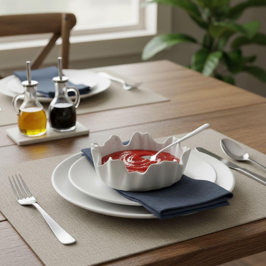Handmade Food Safe Concrete Bowl, Wavy Edge Serving Dish