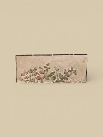 Handmade Botanical Wall Art | Pressed Flower Cement Panel, 12x6