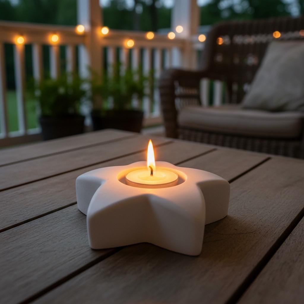 Star Concrete Candle Holder | Minimalist Tealight Holder | Spa Bathroom Decor | Modern Home Accent