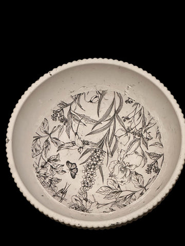 Handmade Cement Dish  Botanical Floral Design, Food Safe