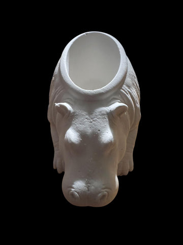 Handmade Cement Hippo Planter | Modern Animal Decor
