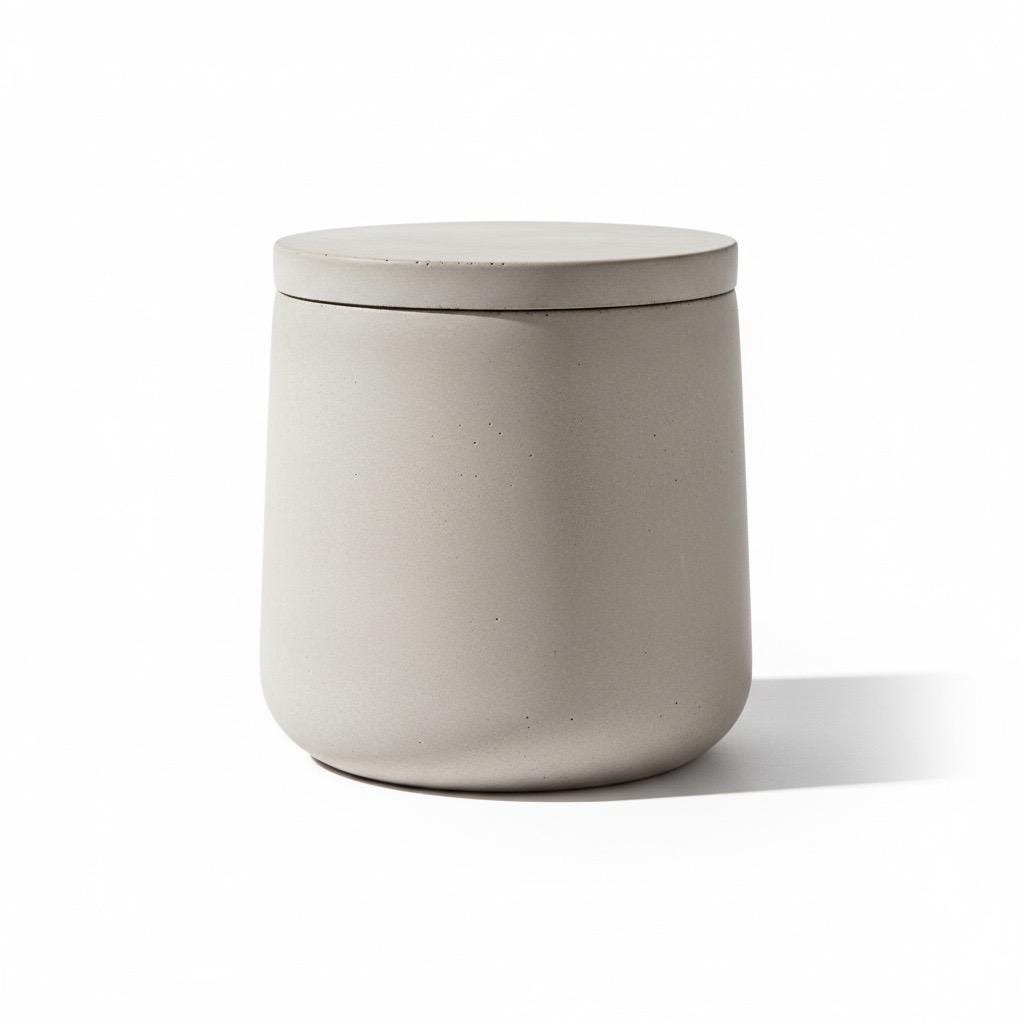 Handmade Cement Candle with Wooden Wick | Minimalist Spa Decor