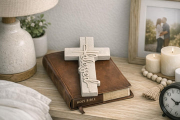 Blessed Cross Wall Decor | Handmade Concrete Cross | Christian Farmhouse Decor | Religious Faith Wall Art