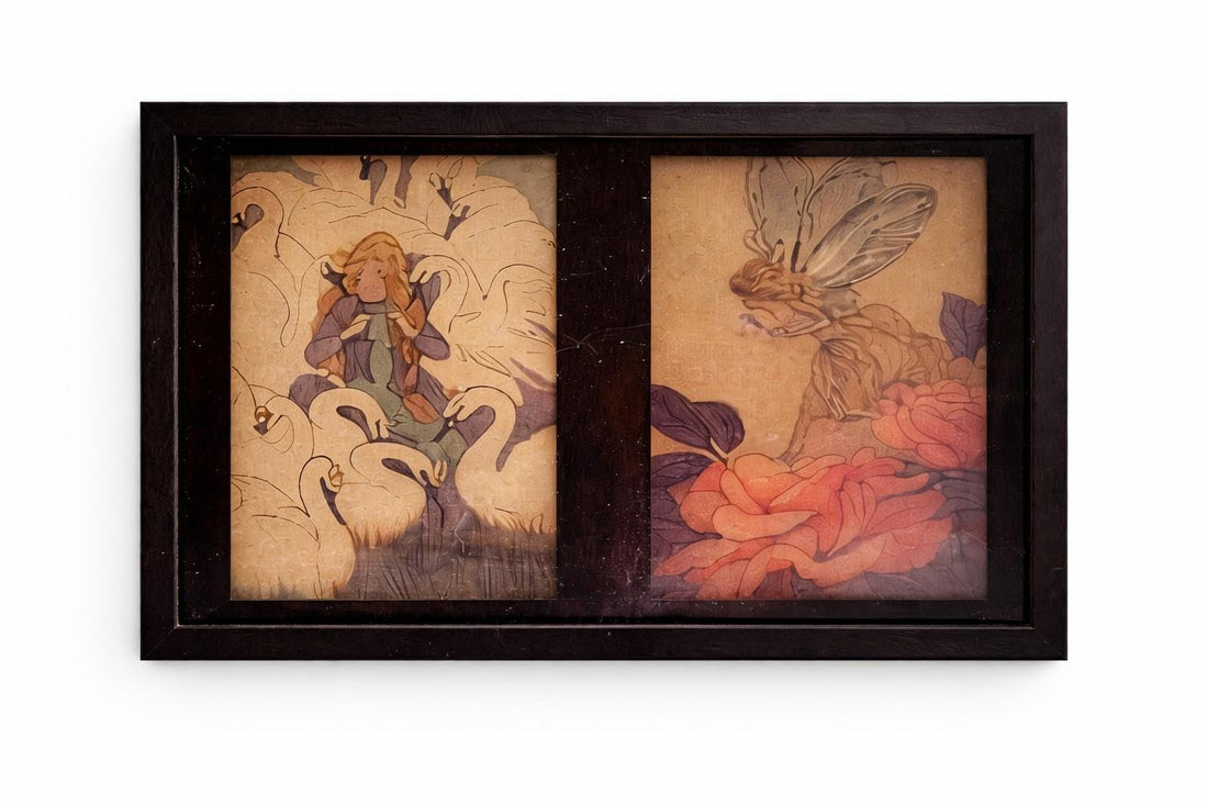Vintage Fairy Swan Art | Art Nouveau Illustration, Resin Sealed Decor
