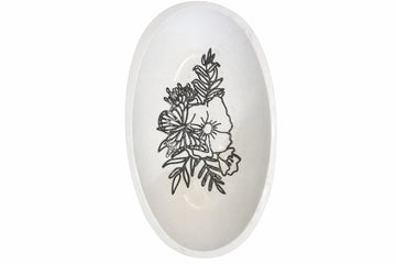 Botanical Concrete Tray  Minimalist Bathroom Soap Dish, Jewelry Holder Tray, Spa Decor Organizer, Handmade Floral Cement Vanity Dish