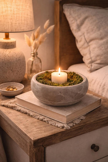 Concrete Candle Holder Bowl  Rustic Cement Bowl Decor, Stone Style Candle Holder, Coffee Table Decor, Minimalist Home Decor