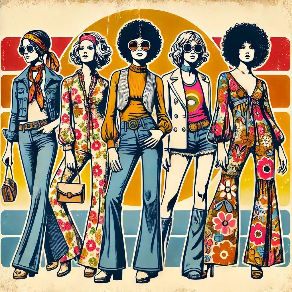 Vintage 60s Fashion Prints, Retro Mod Pop Art Wall Decor (Digital Download)