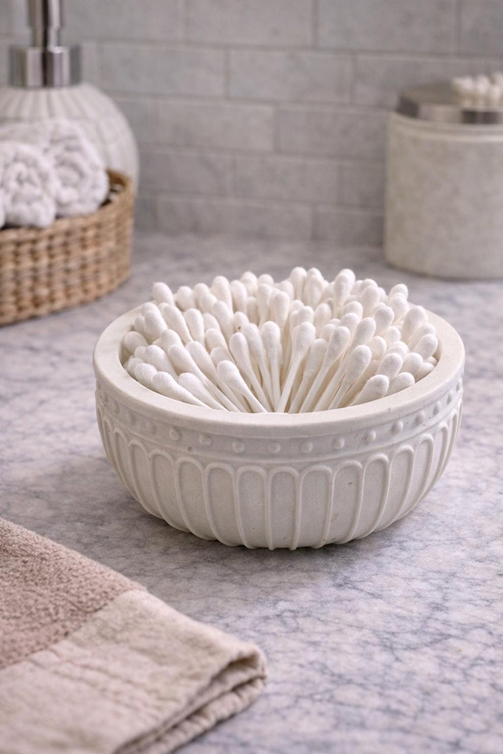 Handmade Concrete Bowl, Multi-Use Dish, Q-tip Holder, Planter, Candle Vessel
