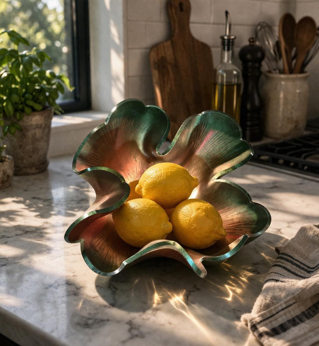 Resin Flower Bowl | Iridescent Catchall Dish, Functional Art, Handmade Decor
