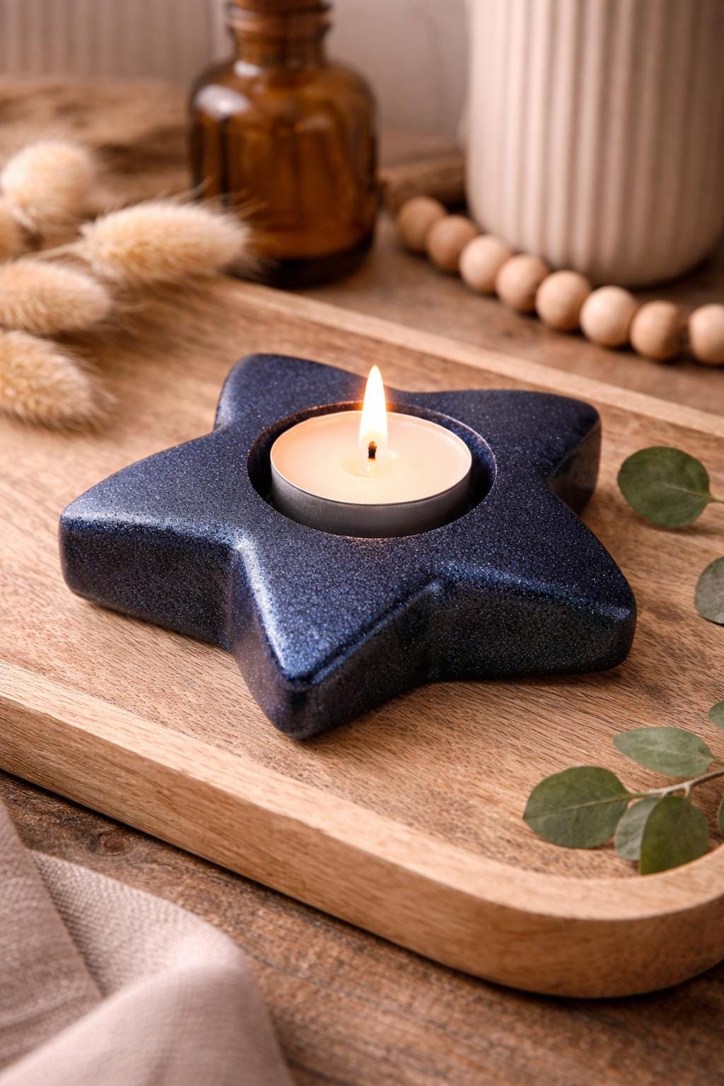 Handmade Concrete Star Tealight Holder | Americana Table Decor, Patriotic Centerpiece