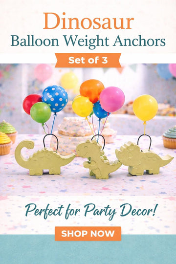 Set of 3 Handmade Concrete Dinosaur Balloon Weights, Kids Party Decor