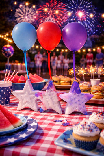 Set of 3 Patriotic Star Balloon Weights, Handmade Resin 4th of July Decor