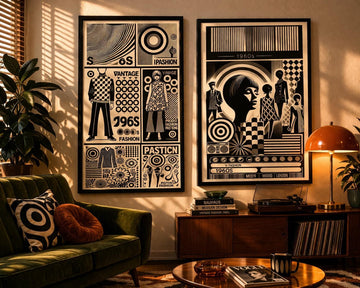 1960s Mod Fashion Print Set, Black White Retro Wall Art (Digital Download)