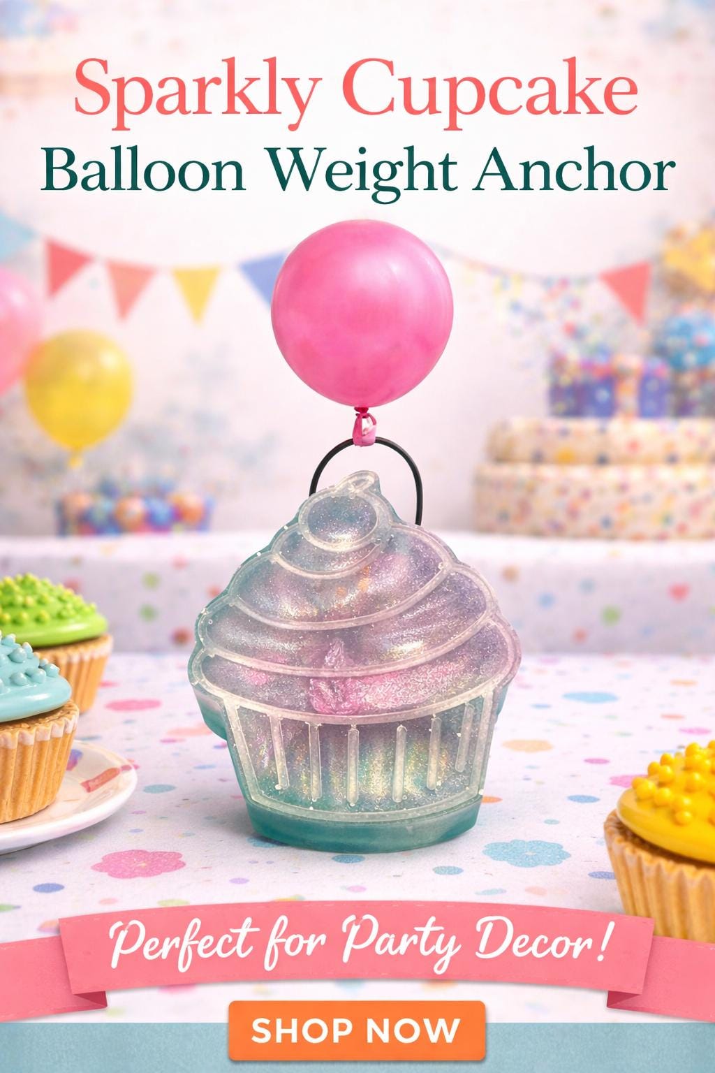 Number One Mom Balloon Weight, Sparkly Cupcake Decor, Mother's Day Keepsake