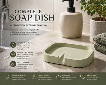 Concrete Soap Dish, Minimalist Drainage Spout, Modern Cement Holder, Kitchen Sink Tray