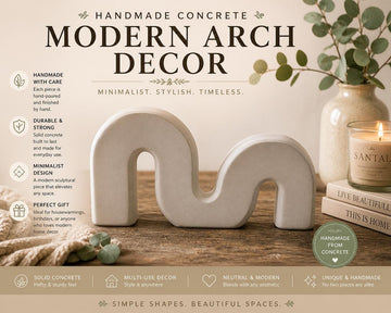 Handmade Concrete Wave Sculpture, Minimalist Modern Arch Decor Stand