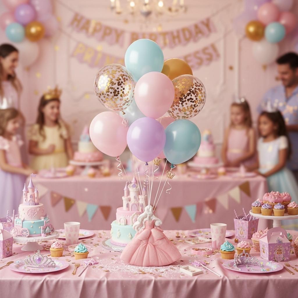 Handmade Princess Balloon Anchor Set, Resin Crown Party Decor, Pink Fairytale Centerpiece