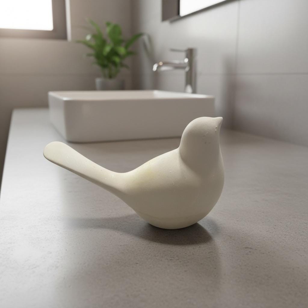 Handmade Concrete Bird Figurine, Minimalist Farmhouse Shelf Decor, Nature Inspired Accent
