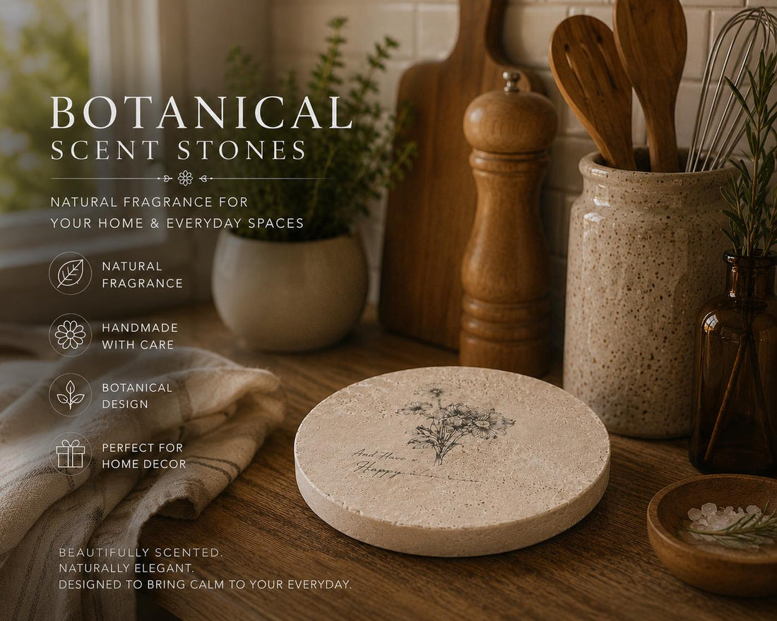 Botanical Scent Stone Gift Box Set  Handmade Floral Aroma Stones for Drawers, Closets & Home Decor