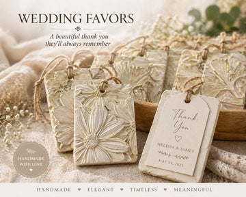 Floral Cement Scent Blocks, Wedding Favors, Bridal Shower Gifts, Rustic Decor (Set of 2)