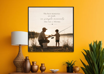 Father Son Fishing Print, Lakeside Memory Wall Art, Rustic Decor (Digital Download)