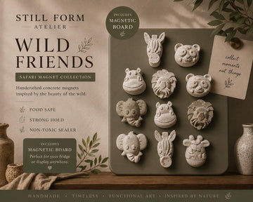 Wild Friends Safari Magnets Set  Concrete Animal Magnets with Magnetic Board  Montessori Learning Toy  Safari Nursery Decor  Educational