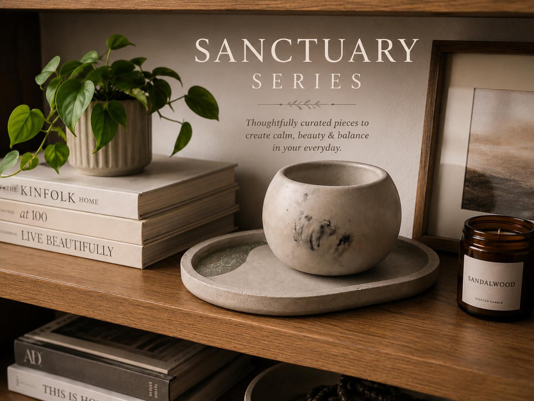 Sanctuary Series Concrete Bowl & Tray Set  Spa Bathroom Decor, Handmade Modern Catchall, Japandi Home Accent
