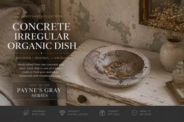 Paynes Gray Concrete Bowl  Organic Catchall Dish  Wabi Sabi Decor  Handmade Modern Rustic Tray  Minimalist Entryway Bowl  Spa Decor