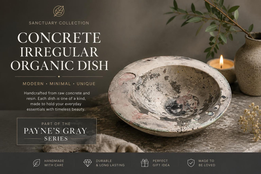 Paynes Gray Concrete Bowl  Organic Catchall Dish  Wabi Sabi Decor  Handmade Modern Rustic Tray  Minimalist Entryway Bowl  Spa Decor
